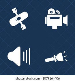 Premium set of fill vector icons. Such as object, nature, sea, outdoor, energy, professional, light, movie, canoe, modern, flashlight, lamp, lake, kayaking, volume, black, sound, handle, canoeing, up
