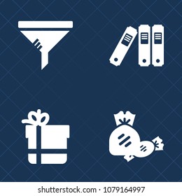 Premium set of fill vector icons. Such as holiday, directory, present, air, dessert, dust, maintenance, replace, colorful, candy, striped, lolly, office, gift, sign, birthday, file, service, filter