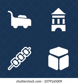 Premium set of fill vector icons. Such as radio, gardening, landscape, technology, tower, lawnmower, shish, garden, lawn, background, work, cube, internet, dish, graphic, wireless, pork, barbecue