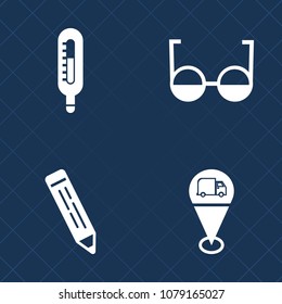 Premium set of fill vector icons. Such as eyesight, vision, thermometer, temperature, school, meteorology, pen, direction, web, sign, weather, lens, spectacles, gps, pencil, drawing, optical, frame