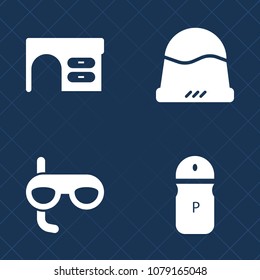 Premium set of fill vector icons. Such as keyboard, scuba, note, space, head, sport, seasoning, computer, sea, notebook, vacation, salt, ingredient, food, cooking, pepper, headwear, kitchen, table