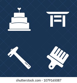 Premium set of fill vector icons. Such as baked, sweet, stroke, tourism, tasty, drawing, religion, water, travel, equipment, repair, hammer, dessert, cream, tool, landmark, japanese, sugar, asian, art