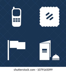Premium set of fill vector icons. Such as brochure, digital, collection, button, pennant, page, connection, card, office, book, post, communication, stamp, map, equipment, number, mail, sign, postal