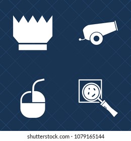 Premium set of fill vector icons. Such as zoom, antique, king, glass, search, magnifier, object, military, weapon, army, web, luxury, work, battle, technology, royal, war, internet, jewelry, princess