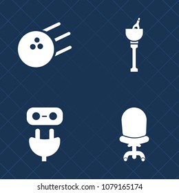 Premium set of fill vector icons. Such as fun, bottle, bowling, game, socket, comfortable, recreation, comfort, electricity, lane, modern, room, ice, party, drink, hobby, champagne, sport, adapter