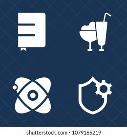 Premium set of fill vector icons. Such as paper, business, page, object, computer, phone, vanilla, book, galaxy, sign, food, textbook, sky, cream, sweet, icecream, earth, planet, background, security