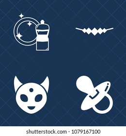 Premium set of fill vector icons. Such as sponge, kid, fantasy, little, clean, small, science, childhood, household, invaders, fashion, bucket, housework, equipment, space, accessory, gem, necklace