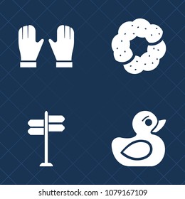 Premium set of fill vector icons. Such as travel, dessert, arrow, bread, bakery, child, play, street, glove, road, menu, work, sweet, breakfast, bath, map, way, cafe, direction, point, muffin, sign