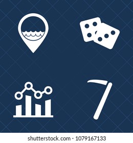Premium set of fill vector icons. Such as job, construction, vegas, market, location, risk, game, chart, profit, work, repair, concept, two, luck, business, trend, dice, man, graph, point, cube, map