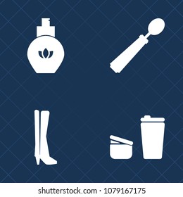 Premium set of fill vector icons. Such as sugar, drink, spoon, restaurant, kitchen, beauty, equipment, dinner, cosmetic, product, sport, food, foot, mug, espresso, fashion, silhouette, spray, hot, eat