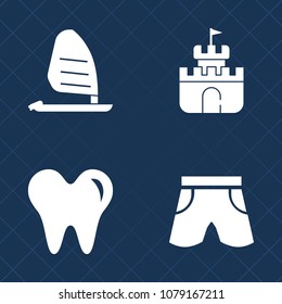 Premium set of fill vector icons. Such as yellow, white, tool, sea, object, sand, surfing, fashion, shorts, sport, shovel, wind, beach, action, plastic, dentistry, ocean, healthy, short, care, wear