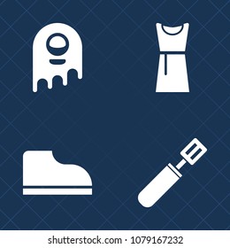 Premium set of fill vector icons. Such as futuristic, girl, clear, alien, character, shoe, science, sport, beautiful, fiction, foot, blue, fashion, view, food, creature, female, extraterrestrial, pan