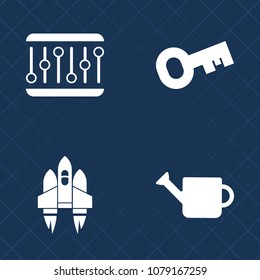 Premium set of fill vector icons. Such as technology, music, security, sound, safe, concept, object, gardening, silhouette, equalizer, business, shape, space, rocket, sky, door, exploration, water