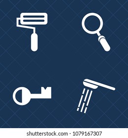 Premium set of fill vector icons. Such as water, lens, blue, internet, view, wall, close, health, find, look, home, painter, bathroom, clean, color, brush, silhouette, shower, search, paint, safe, spa