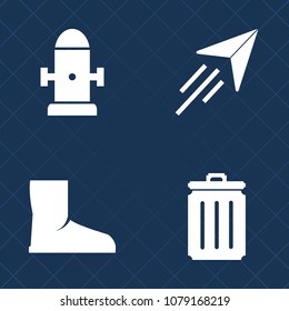 Premium set of fill vector icons. Such as water, street, footwear, trash, city, concept, toy, red, fly, work, garbage, plane, ecology, recycle, bin, air, aviation, fashion, safety, shoe, metal, foot