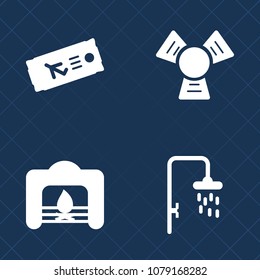 Premium set of fill vector icons. Such as sign, silhouette, christmas, tourism, warm, temperature, cooler, ticket, red, cool, cold, shower, fly, flight, holiday, home, festive, wash, drink, container