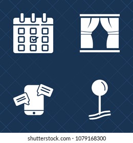 Premium set of fill vector icons. Such as communication, point, marker, location, organizer, technology, mobile, sign, art, timetable, frame, internet, map, web, interior, media, silhouette, date, day