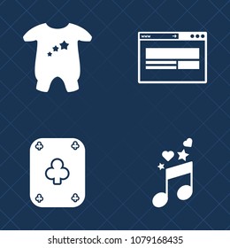 Premium set of fill vector icons. Such as blue, cute, fashion, melody, small, black, clothing, infant, child, graphic, poker, arrow, garment, key, play, musical, girl, information, web, cotton, home