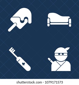 Premium set of fill vector icons. Such as dental, strawberry, vanilla, care, japanese, toothpaste, room, brush, japan, flavor, black, toothbrush, clean, young, tooth, cone, sofa, resting, white, couch