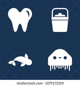 Premium set of fill vector icons. Such as oral, seafood, spaceship, healthy, object, medicine, health, handle, fish, humanoid, fishing, dental, mouth, care, science, monster, character, ufo, medical