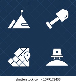 Premium set of fill vector icons. Such as shuttle, universe, astronaut, space, saw, travel, construction, technology, equipment, planet, white, africa, fresh, science, tool, map, galaxy, asia, global