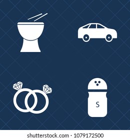 Premium set of fill vector icons. Such as cooking, concert, black, spice, woman, instrument, pointer, marriage, jewelry, trumpet, direction, music, traffic, move, highway, ingredient, white, love, car