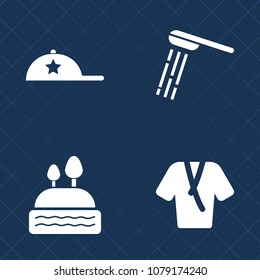 Premium set of fill vector icons. Such as beauty, sign, clothes, breakfast, hat, menu, clean, bathroom, health, wet, white, wear, chocolate, sweet, style, blank, cap, bread, spa, hygiene, shower, wash