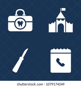 Premium set of fill vector icons. Such as chef, book, restaurant, kitchen, brush, phone, mouth, medieval, kingdom, internet, equipment, hygiene, architecture, health, castle, healthy, fort, dinner