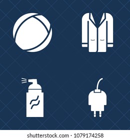 Premium set of fill vector icons. Such as spray, jacket, technology, sign, young, mobile, sport, background, fashion, style, phone, outfit, casual, charge, grunge, cable, wallpaper, sphere, battery