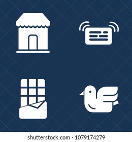 Premium set of fill vector icons. Such as sky, nature, candy, chocolate, flight, flying, web, communication, brown, bird, sign, delicious, discount, snack, shop, food, cocoa, cart, bar, black, retail