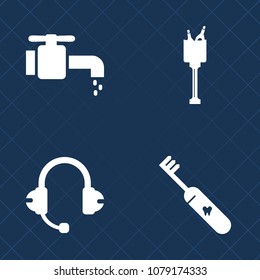 Premium set of fill vector icons. Such as bucket, cold, alcohol, glass, equipment, toothpaste, liquid, faucet, celebrate, wet, clean, holiday, drink, music, microphone, white, metal, chrome, tap, wine