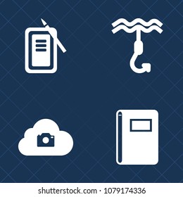 Premium set of fill vector icons. Such as technology, catch, pen, page, cloud, metal, japan, internet, network, suzuri, fish, background, download, mobile, media, japanese, sign, steel, photo, paper