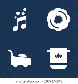 Premium set of fill vector icons. Such as white, gardening, domestic, food, bathroom, bread, cake, dessert, grass, doughnut, agriculture, equipment, chocolate, graphic, muffin, key, clef, menu, garden
