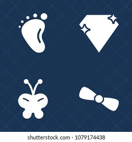 Premium set of fill vector icons. Such as jewelry, crystal, diamond, element, small, collection, carat, foot, infant, newborn, yellow, gemstone, expensive, little, bow, butterfly, jewel, cute, kid