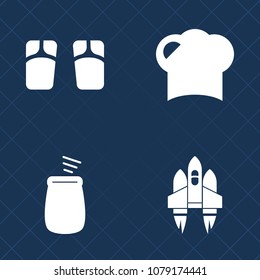 Premium set of fill vector icons. Such as beach, percussion, rocket, galaxy, sound, cap, food, satellite, fashion, cuisine, drum, sandal, pair, space, travel, ship, science, flip, chef, kitchen, shoe
