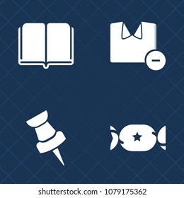 Premium set of fill vector icons. Such as sign, learning, lolly, literature, stick, navigation, position, education, paper, location, knowledge, remover, pin, mark, white, map, blue, wash, striped