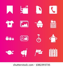 Premium set with fill vector icons. Such as timetable, internet, milk, plastic, kid, astronomy, calendar, baby, phone, patriotism, ice, weight, bottle, nation, saturn, schedule, identity, cream, table