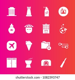 Premium set with fill vector icons. Such as sweet, knife, tv, chess, house, abstract, folder, christmas, fashion, chain, data, warm, travel, piece, city, television, king, street, file, food, business