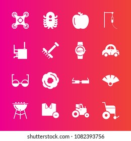 Premium set with fill vector icons. Such as farm, apple, food, fiction, white, meat, medicine, fruit, technology, sweet, shirt, modern, man, wheelchair, alien, fan, drone, sensu, space, agricultural