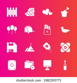Premium set with fill vector icons. Such as geography, valentine, tool, cosmos, computer, bottle, world, document, technology, nature, laptop, protection, travel, background, element, baby, data, pc