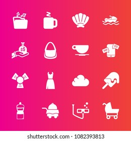 Premium set with fill vector icons. Such as cold, sweet, shell, vessel, service, room, cream, female, seashell, boat, cloud, cup, ship, bag, ocean, business, finance, sea, scuba, drink, ice, bedroom