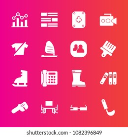 Premium set with fill vector icons. Such as finance, news, work, winter, table, desk, clothes, cooking, repair, trend, technology, camera, clothing, communication, ice, file, style, smart, ladle, soup