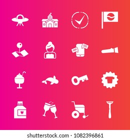 Premium set with fill vector icons. Such as food, drink, house, map, ufo, city, handicap, spaceship, sweet, razor, sea, fashion, glass, government, dental, white, clothing, clothes, space, asia, mouth