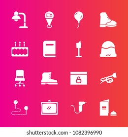 Premium set with fill vector icons. Such as style, paper, brochure, chair, birthday, location, destination, television, internet, medical, tv, point, lock, leather, entertainment, fashion, home, sign