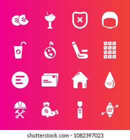 Premium set with fill vector icons. Such as safety, lollipop, ship, water, work, equipment, document, estate, house, button, drop, food, menu, construction, mobile, dessert, real, helmet, bar, cookie