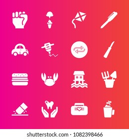 Premium set with fill vector icons. Such as leather, drink, eraser, bag, rubber, human, kite, houseboat, health, hot, sweet, ice, style, seafood, fashion, car, background, office, sea, hand, hamburger