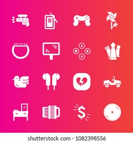 Premium set with fill vector icons. Such as joystick, audio, sky, usd, disk, car, music, heart, animal, game, nature, vehicle, inkstone, banner, interior, time, cabinet, disc, road, spring, cd, ink