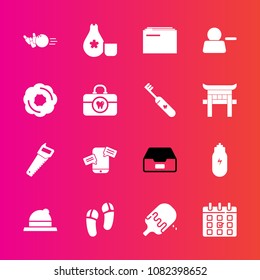 Premium set with fill vector icons. Such as file, cream, paper, ice, day, sport, lifestyle, hat, work, dessert, sake, bowling, sweet, information, headwear, japan, cuisine, concept, time, sign, saw