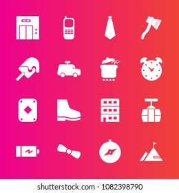 Premium set with fill vector icons. Such as house, cable, transportation, ice, cream, phone, power, game, stationary, sky, gift, lift, tool, entrance, energy, city, car, element, communication, map