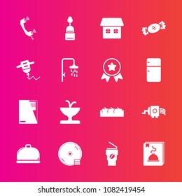 Premium set with fill vector icons. Such as machine, drill, box, art, disk, service, healthy, cooking, dvd, cake, disc, paper, sign, architecture, telephone, cheese, home, kitchen, cup, sweet, water